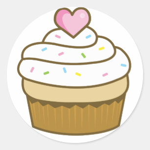 Sticker Rond cupcake à la vanille