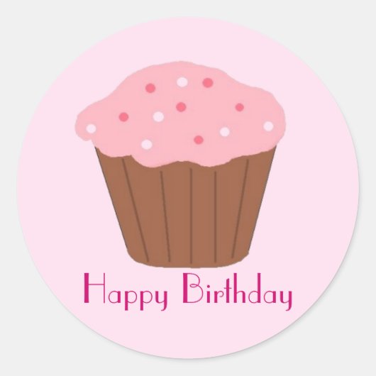 Sticker Rond Cupcake à rayures roses (Devant)