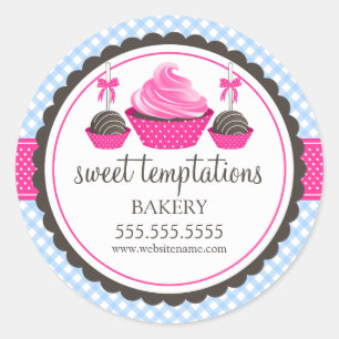 Sticker Rond Cupcake and Cake Pops Boulangerie Cachets