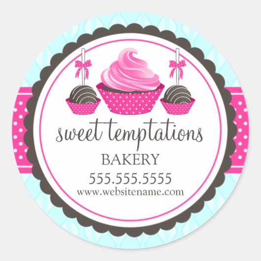 Sticker Rond Cupcake and Cake Pops Boulangerie Cachets (Devant)