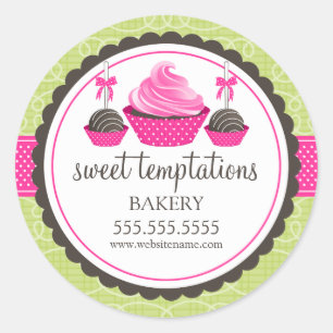Sticker Rond Cupcake and Cake Pops Boulangerie Cachets