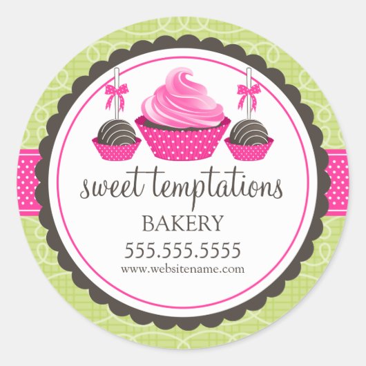 Sticker Rond Cupcake and Cake Pops Boulangerie Cachets (Devant)