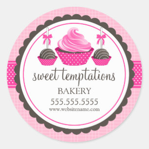 Sticker Rond Cupcake and Cake Pops Boulangerie Cachets