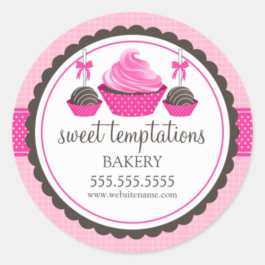 Sticker Rond Cupcake and Cake Pops Boulangerie Cachets (Devant)
