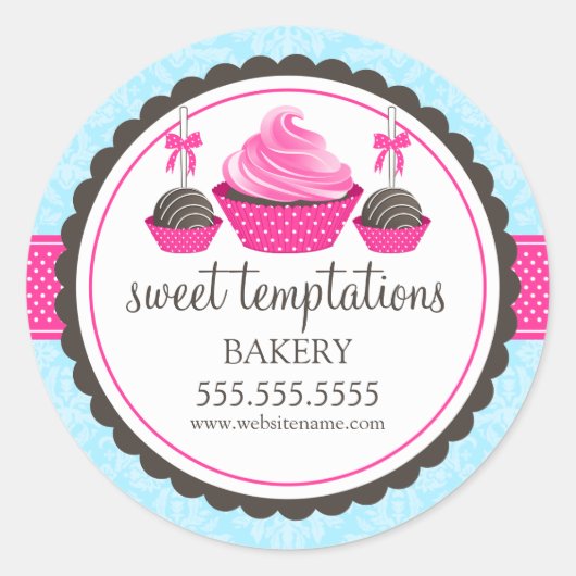 Sticker Rond Cupcake and Cake Pops Boulangerie Cachets (Devant)