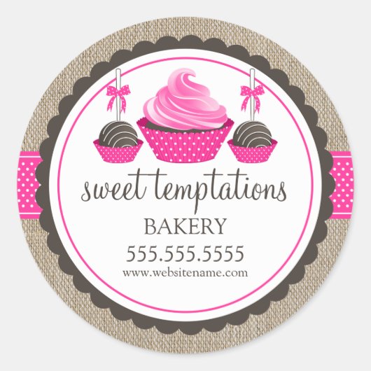 Sticker Rond Cupcake and Cake Pops Boulangerie Cachets (Devant)