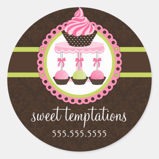 Sticker Rond Cupcake and Cake Pops Boulangerie Cachets (Devant)