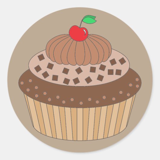 Sticker Rond Cupcake au chocolat (Devant)