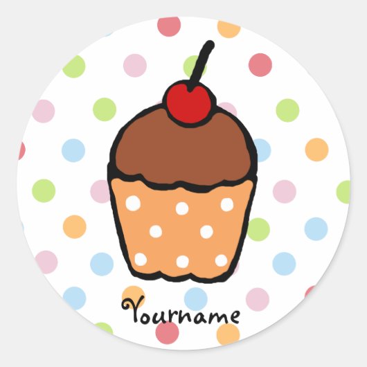 Sticker Rond Cupcake au chocolat sucré péronisé (Devant)