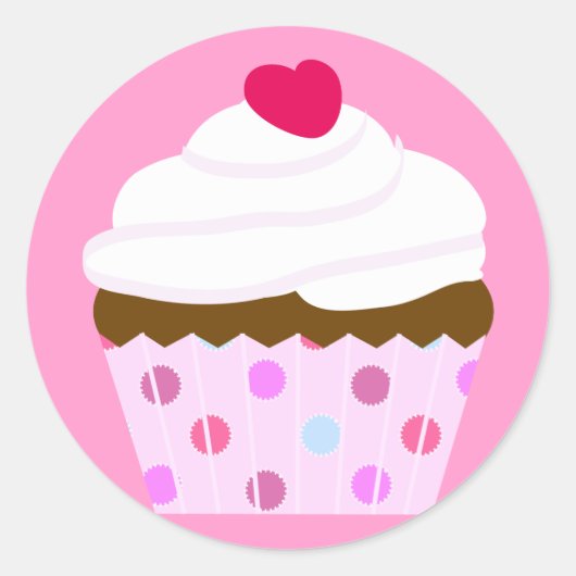 Sticker Rond Cupcake aux fraises et à la crème (Devant)