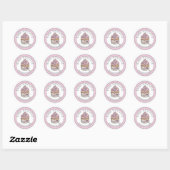 Sticker Rond Cupcake avec paillettes d'argent | Cuite avec amou (Feuille)