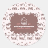 Sticker Rond Cupcake Baker boulangerie Chef Restauration Étique (Devant)
