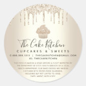 Sticker Rond Cupcake Bakery Chef Chic Gold Parties scintillant  (Devant)