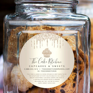 Sticker Rond Cupcake Bakery Chef Chic Gold Parties scintillant