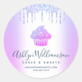 Sticker Rond Cupcake Bakery Chef Chic Purple Blue Parties scint (Devant)