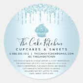 Sticker Rond Cupcake Bakery Chef Turquoise Parties scintillant  (Devant)