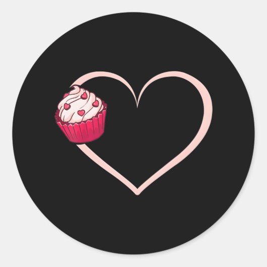 Sticker Rond Cupcake Baking Heartbeat Love Baking (Devant)