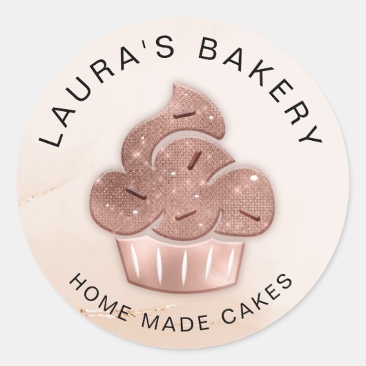 Sticker Rond Cupcake Bakou Pâtisserie Chef Blush rose (Devant)