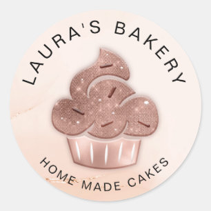 Sticker Rond Cupcake Bakou Pâtisserie Chef Blush rose