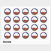 Sticker Rond Cupcake blanc rouge et bleu (Feuille)