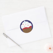 Sticker Rond Cupcake blanc rouge et bleu (Enveloppe)