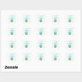 Sticker Rond Cupcake bleu avec bougie Premier anniversaire (Feuille)
