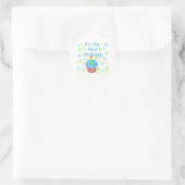 Sticker Rond Cupcake bleu avec bougie Premier anniversaire (Sac)