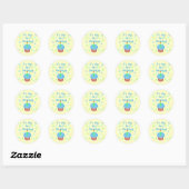 Sticker Rond Cupcake bleu avec bougie Premier anniversaire (Feuille)