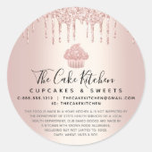 Sticker Rond Cupcake Boulangerie Chef Rose Gold Parties scintil (Devant)