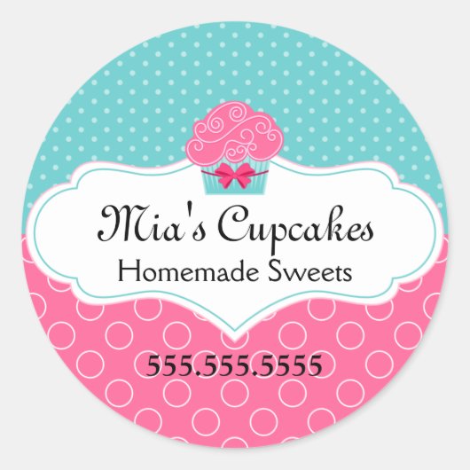 Sticker Rond Cupcake Boulangerie Couvercles (Devant)