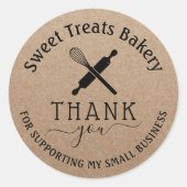 Sticker Rond Cupcake Boulangerie Merci Commande Rustique Kraft (Devant)