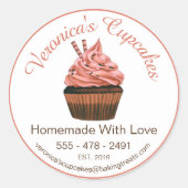 Sticker Rond Cupcake Brown Avec Coordonnées (Devant)