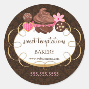 Sticker Rond Cupcake Cake Pops Boulangerie de biscuits Emballag