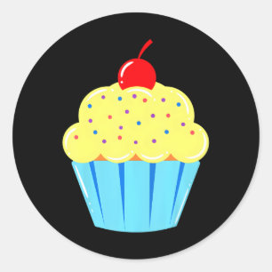 Sticker Rond Cupcake Cerise Glacée Sur Le Haut Pain Fairy Pâtis