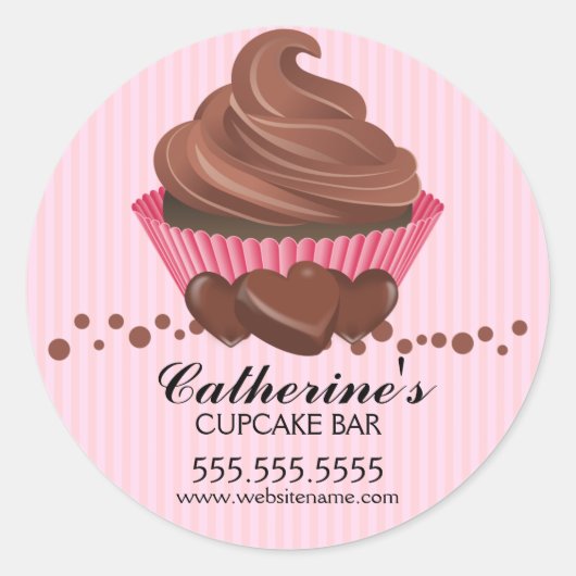 Sticker Rond Cupcake Chocolat Boulangerie Couvercles (Devant)