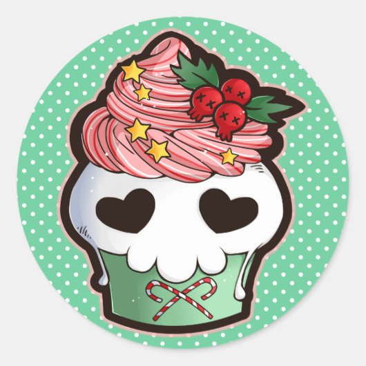 Sticker Rond Cupcake crâne (Devant)