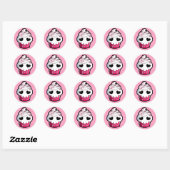 Sticker Rond Cupcake crâne rose (Feuille)