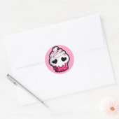 Sticker Rond Cupcake crâne rose (Enveloppe)