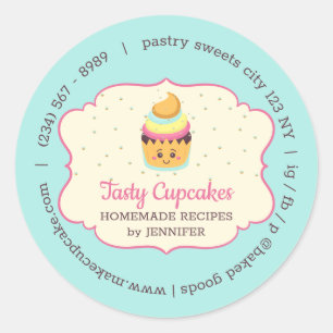 Sticker Rond Cupcake Cute Boulangerie pâtisserie sucreries