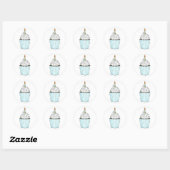 Sticker Rond Cupcake d'anniversaire avec chandeliers (Feuille)