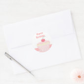 Sticker Rond Cupcake d'anniversaire rose (Enveloppe)