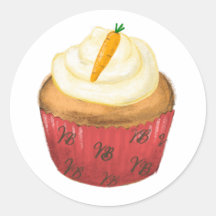 Cupcake de carottes de l'autocollant de boulangeri