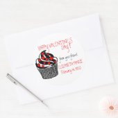 Sticker Rond Cupcake de coeur Saint-Valentin (Enveloppe)