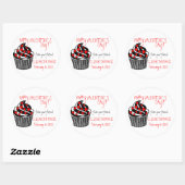 Sticker Rond Cupcake de coeur Saint-Valentin (Feuille)