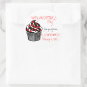 Sticker Rond Cupcake de coeur Saint-Valentin (Sac)