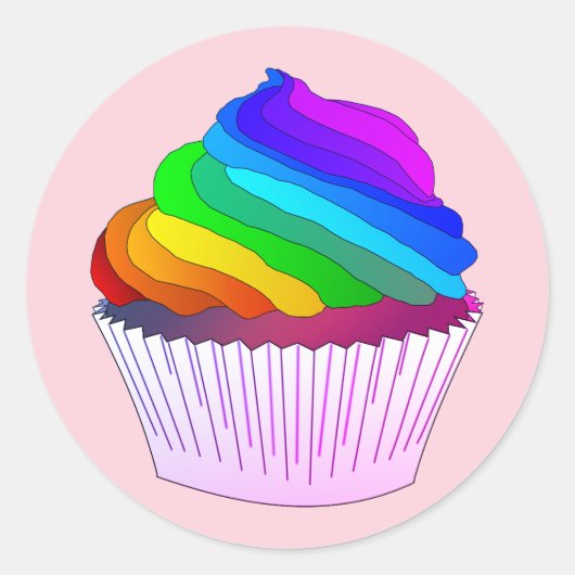 Sticker Rond Cupcake de givre arc-en-ciel (Devant)