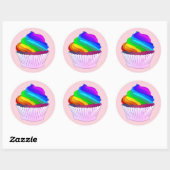 Sticker Rond Cupcake de givre arc-en-ciel (Feuille)