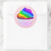 Sticker Rond Cupcake de givre arc-en-ciel (Sac)