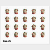 Sticker Rond Cupcake de Noël Vacances (Feuille)