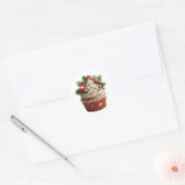 Sticker Rond Cupcake de Noël Vacances (Enveloppe)